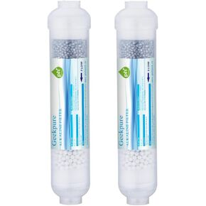 Geekpure 10 inch Inline Alkaline Replacement Water Filter Cartridge pH+ for Reverse Osmosis System -1/4"Thread-Pack 2