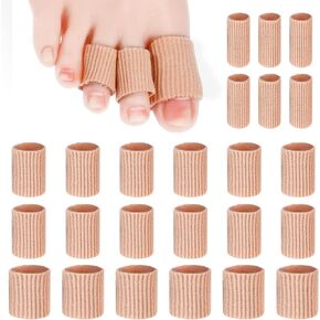 24Pcs Toe Sleeve Protectors Toe Cushion Tube, 3 Size Soft Toe Separators Gel Liner, Elastic Corn Pad Protectors Toe Spacers for Men Women Cushions Corns,Blisters, Calluses, Toes, Pinky and Fingers.