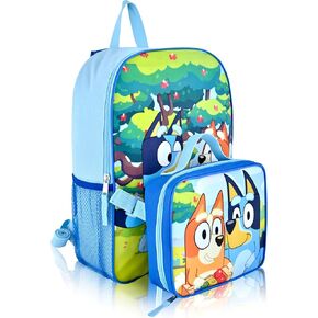 Fast Forward Bluey Backpack With Lunch Box for Kids | Insulated Lunch Bag Lunch Box for Boys, Girls, Toddlers | Backpack for School and Reusable Lunchbox