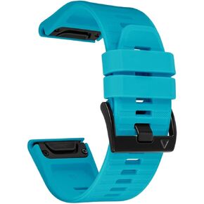 26mm watch band compatible with garmin fenix 5x 6x Pro 7x 3 hr rugged silicone quick fit 26 strap replacement Epix Pro Gen 2 51mm Enduro 2 Descent Mk2 Mk2i Mk3i tactix men women Greenish Blue