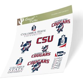 Desert Cactus Columbus State University Sticker Cougars Stickers Vinyl Decals Laptop Water Bottle Car Scrapbook13.46x10.87 T2 (Type 2)