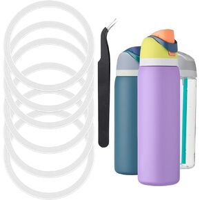 7Pcs Replacement Gasket Compatible with Owala Water Bottle，Rubber Lid Sealing Rings, Leak-proof Seal Gaskets,6 Owala FreeSip Replacement Part with a Tweezers(Gray)