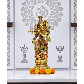 eSplanade Brass Radha Krishna Kishan Murti Idol Statue Sculpture | Pooja Idols | Home Decor (18 Inch)