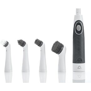 KALIMO 4 in 1 Electric Cleaning Brush with 4 Interchangeable Heads Mini Wireless Portable Sonic Scrubber Electric Spin Oscillating Power Tool for Kitchen Utensils Bathroom Floor Home Cleaning