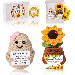 Funny Positive Potato Crochet Dolls,Crochet sunflower Dolls with positive Cards Cute Small Gifts for Boys,Female,Emotional Support Plush Dolls Home Decor - positive Little Potatoes Crochet Kit
