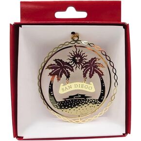 San Diego California Brass Christmas Ornament