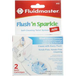 Fluidmaster 8102P8 Flush 'n Sparkle Automatic Toilet Bowl Cleaning System Refills, Blue 2-Pack, Upgraded Version
