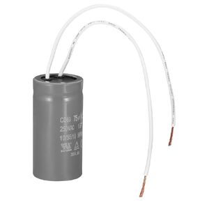 PATIKIL CD60 Running Capacitor, 500uF 250V 2 White Wires 50/60Hz Motor Starting Capacitor 96x50mm for Air Compressor Motor Starts Running, Grey