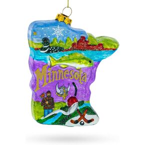 Minnesota Landmarks and Icons Blown Glass Christmas Ornament