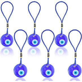 6 Pieces Blue Evil Eye Charm Evil Eye Car Hanging Ornament Rear View Mirror Car Hanging Accessories Evil Eye Decor for Good Luck Protection & Blessing