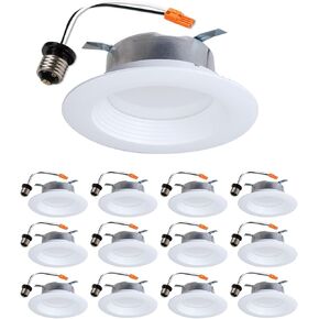 HALO LTE 5/6 Inch LED Recessed Lighting, 12 Pack, Dimmable Baffle Trim Retrofit Can Lights, 3000K Bright White, 9W=75W, 720 Lumens, Wet Rated, UL & FCC Certified, Energy Star