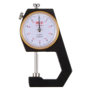 HARFINGTON Thickness Gauge 0-20mm | 0.1mm Mechanical Dial Thickness Tester Handheld Measurement Tool Flat Head for Leather, Paper, Sheet Metal, Black