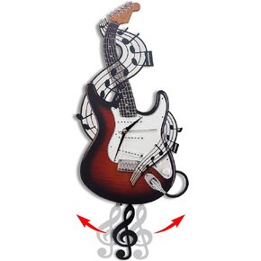 Electric Guitar Wall Clock, Swinging Clef Wall Clock, Gifts for Musicians, Music Decor, Guitar Gifts, Decor for Music Room. (Electric Guitar)