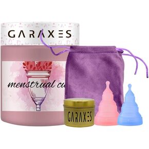 Silicone Menstrual Cup - Pack of 2 Period Cups for Women Heavy Flow, Normal Flow: Large Menstrual Cup and Small Menstrual Cup - Pink & Blue Reusable Period Cup, Case and Storage Bag - Menstrual Cups in Saudi Arabia