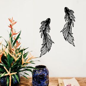 NBEADS 2 Pcs Fish Wall Decorations, Iron Wall Sculpture with Screws Black Metal Art Ornament Koi Fish Goldfish Decorative Wall Hanging Artwork for Living Room Indoor Outdoor Home