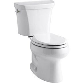 KOHLER K-3988-0 Wellworth Two-Piece Elongated Dual-Flush Toilet with Class Five Flush System and Left-Hand Trip Lever, White