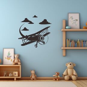 Dream Big Little One - Vintage Airplane Wall Stickers | Nursery Decor | Inspirational Quote Decals | Travel Themed Room Decoration Effect Size 23"x13"inch (Black-JZY176-Clouc Airplane)