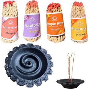Tibetan Rope Incense Meditation Bundle with Ceramic Burner by Tibetan Lotus