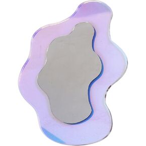Wavy Mirror, Wavy Acrylic Mirror, Rainbow Irregular Aesthetic Vanity Mirror Frameless, Retro Mirror for Living Room, Bedroom, and Minimal Spaces Home Decor (9.84‘’x14.17'')