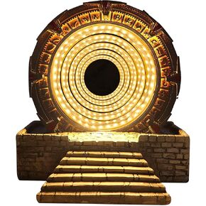 Atlantis Stargate Mirror LED Night Light Star Gate 3D Time Tunnel Ring Mirror Movie Replica Prop Resin Model Toy Table Decor Ornament Gift