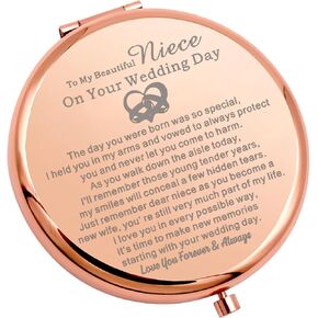 WSNANG to My Niece On Her Wedding Day Gifts Folding Makeup Mirror Niece Wedding Gift Bride Gift from Aunt Bride Compact Makeup Mirror (Love You Forever Mirror)