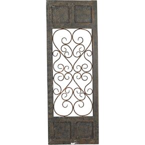 Deco 79 Wood Scroll Home Wall Decor Window Inspired Wall Sculpture with Metal Scrollwork Relief, Wall Art 20" x 1" x 57", Brown