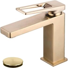 Chrome Bathroom Faucet, NEWRAIN Single Hole Brass Faucet Lavatory with Pop-up Sink Drain Stopper,Single Handle Vanity Sink Faucet