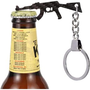 Carbon Fiber Bottle Opener with Metal Keyring 2-Pack, Ultralight Keychain Bottle Openers for Outdoor Home Kitchen