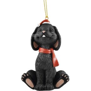Whimsical White Bunny Christmas Ornament Figurine Holiday Collectible - Christmas Ornament - Ornament for Christmas Tree - Festive Holiday Ornament - Bunny Lover Gifts, Bunny Christmas Ornaments