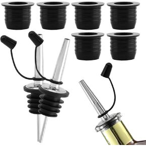 6 Pack Liquor Pourer Adapters,Liquor Bottle Pourers With Stainless Steel Wine Spout,Liquor Pour Spout -Up To 1 Inch/25mm Neck Converts Any Spout Into A Large Pour Spout
