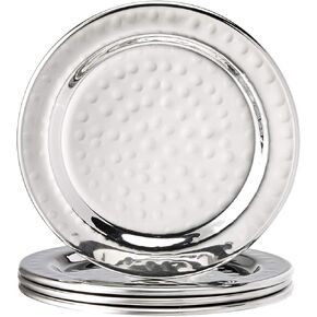 Elegance Hammered 4-Inch Stainless Steel Coasters, Set Of 4