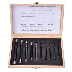 10Pcs Thread Plug Gage High Accuracy Double-End Through-Stop Measurement Hand Tool Thread Plug Gauge(Metric Thread)