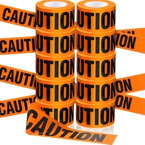 Yeaqee 10 Rolls 3 Inch x 1000 Feet Construction Tape Waterproof Safety Tape Warning Tape, Resistant Construction Caution Tape Roll for Danger Hazardous Area Halloween Party Decor(Yellow,Caution)