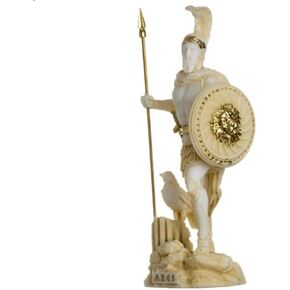 Ares Mars God of War Zeus Son Roman Statue Alabaster Gold Tone 6.3"