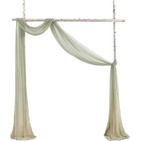 YiYunFlora Wedding Arch Draping Fabric 1 Panel 20Ft White Sheer Chiffon Curtain Drapes for Wedding Party Ceremony Reception Swag Decorations