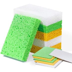 Pop-Up Sponges 6 Pack, REIDEA 100% Biodegradable Scrub for Kitchen - Non Scratch Odor Free Plant Based Dish Sponge - Eco-Friendly Wood Pulp Sponge (Colored, 6 Pack)