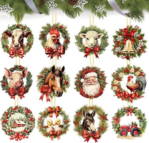 24 Pcs Christmas Wood Ornaments Christmas Tree Ornaments Decorations Hanging Christmas Wood Cutouts for Xmas Holiday New Year Winter Wonderland Home Party in Kuwait