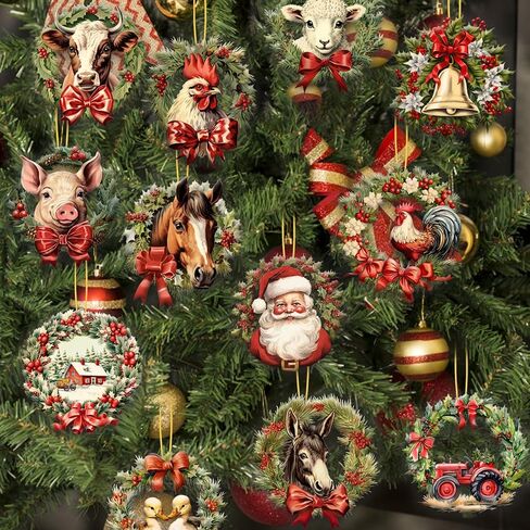 24 Pcs Christmas Wood Ornaments Christmas Tree Ornaments Decorations Hanging Christmas Wood Cutouts for Xmas Holiday New Year Winter Wonderland Home Party in Kuwait