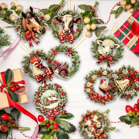 24 Pcs Christmas Wood Ornaments Christmas Tree Ornaments Decorations Hanging Christmas Wood Cutouts for Xmas Holiday New Year Winter Wonderland Home Party in Kuwait