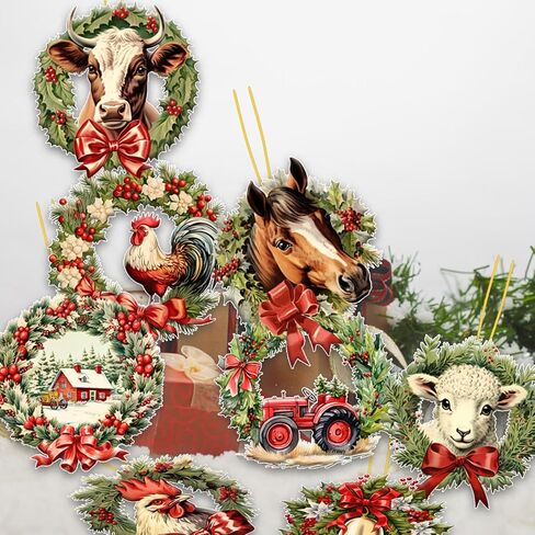 24 Pcs Christmas Wood Ornaments Christmas Tree Ornaments Decorations Hanging Christmas Wood Cutouts for Xmas Holiday New Year Winter Wonderland Home Party in Kuwait