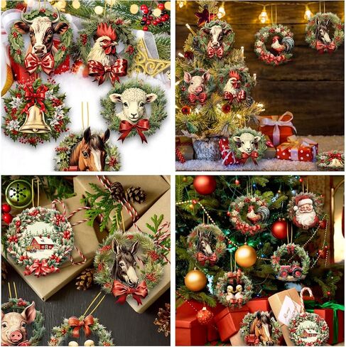 24 Pcs Christmas Wood Ornaments Christmas Tree Ornaments Decorations Hanging Christmas Wood Cutouts for Xmas Holiday New Year Winter Wonderland Home Party in Kuwait