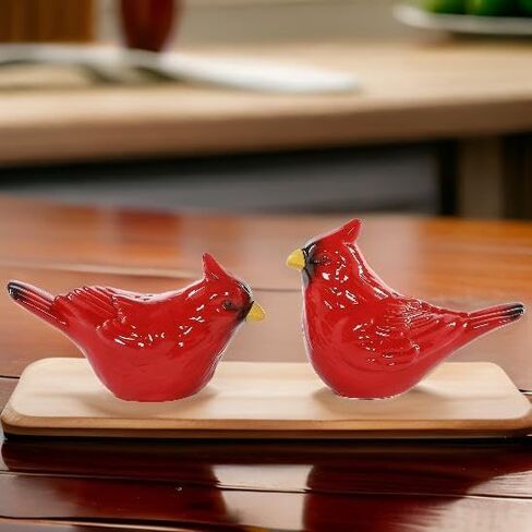 Cardinals Ceramic Salt and Pepper Shakers- Salt Shaker Pepper Shaker for Hosting- Red Salt and Pepper Shakers Set- Bird Salt Shakers for Christmas- Winter Spring Salt Pepper- Cardinals Seasonal Gift in Saudi Arabia
