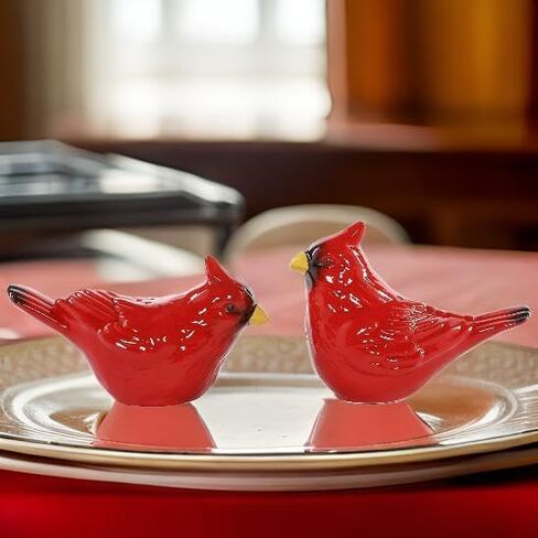 Cardinals Ceramic Salt and Pepper Shakers- Salt Shaker Pepper Shaker for Hosting- Red Salt and Pepper Shakers Set- Bird Salt Shakers for Christmas- Winter Spring Salt Pepper- Cardinals Seasonal Gift in Saudi Arabia