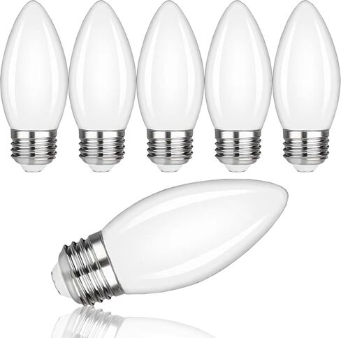 6 عبوات B11 E26 لمبات شمعدان LED، 5 وات تساوي 40 وات لمبات إضاءة إديسون، ضوء النهار الأبيض 5000 ك لمبة شمعة قابلة للتعتيم للثريات، مروحة السقف، قلادة، شمعدانات الجدار 450LM لمبة إضاءة زجاج حليبي in Saudi Arabia