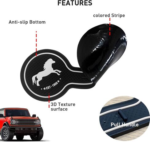 متوافق مع قاعدة أكواب السيارة Ford Bronco 2021.2022 2023.2024 (ليست للرياضة)، قاعدة مياه لتزيين السيارة، قاعدة المشروبات، قاعدة حامل أكواب السيليكون، وسادة ملحقات السيارة (أبيض) in Kuwait