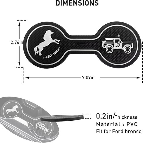 متوافق مع قاعدة أكواب السيارة Ford Bronco 2021.2022 2023.2024 (ليست للرياضة)، قاعدة مياه لتزيين السيارة، قاعدة المشروبات، قاعدة حامل أكواب السيليكون، وسادة ملحقات السيارة (أبيض) in Kuwait