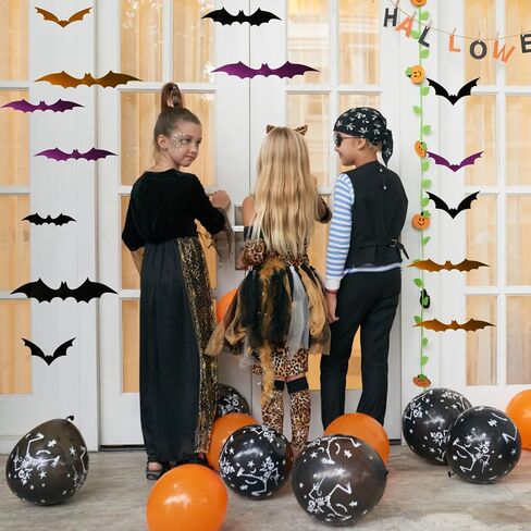 72Pcs Bats Wall Decor, Orange Purple Black Bat Decor Pastel Halloween Party High Room Decor, Suitable for Glass Doors Windows Halloween Activity Cute Halloween Decorations Pastel Goth Décor in Saudi Arabia