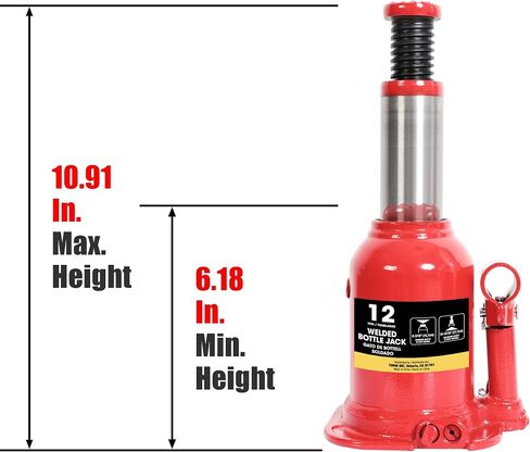 BIG RED ATH91207AR-1 Torin Welded Hydraulic Stubby Low Profile Bottle Jack, 12 Ton (24,000 LBs) Capacity, Red in Saudi Arabia
