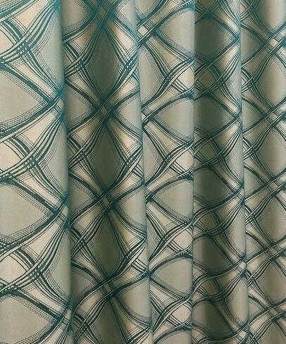GOHD Dance with Wind. Jacquard Window Curtain Panel Drape with Attached Fancy Valance. 2pcs Set. Each pc 54 inch Wide x 84 inch Drop with 18 inch Valance. (Teal) in Saudi Arabia