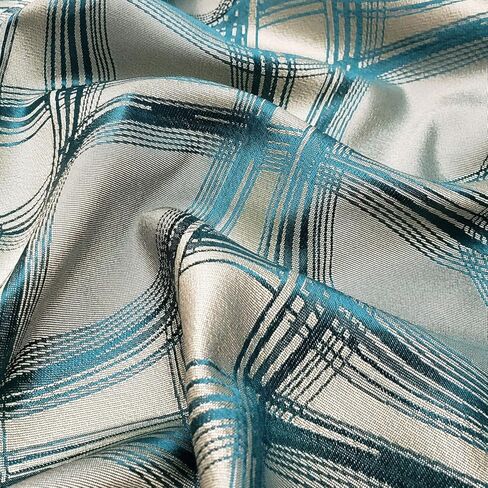 GOHD Dance with Wind. Jacquard Window Curtain Panel Drape with Attached Fancy Valance. 2pcs Set. Each pc 54 inch Wide x 84 inch Drop with 18 inch Valance. (Teal) in Saudi Arabia